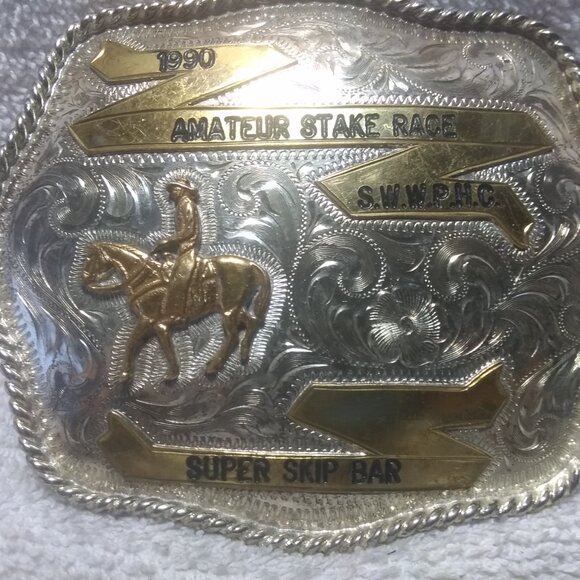 1990 Amateur Stake Race S.W.W.P.H.C Super Skip Bar Trophy Buckle Excellent  !! main image 4